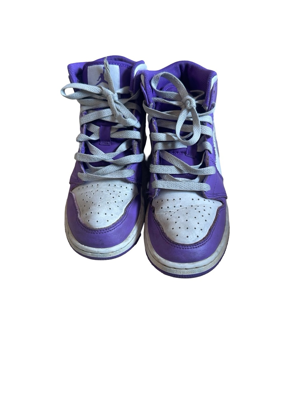 GUC Nike Size 5Y Jordan 1 Mid Basketball Purple Venom/White Sneakers